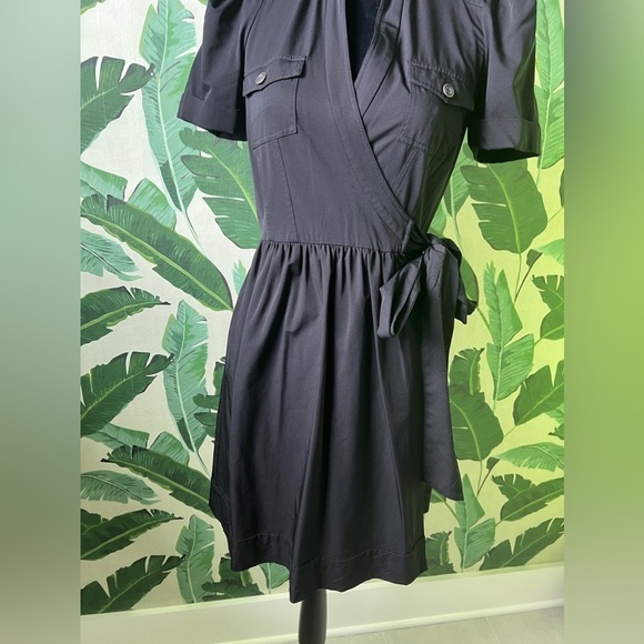 DVF Women’s Black Steeple Wrap Dress Short Sleeve 4 - Picture 4 of 8